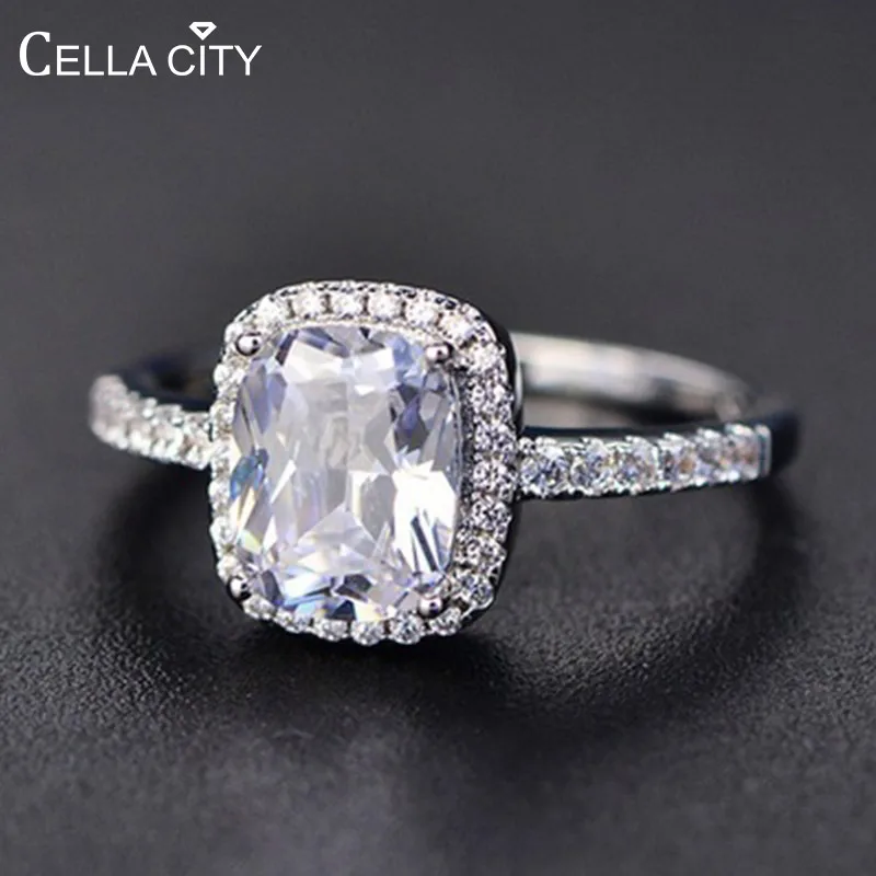 

Cellacity Geometry Silver 925 Jewelry Gemstones Ring for Women Sapphire Emerald Amethyst Crystal Female Dating Gift Wholesale
