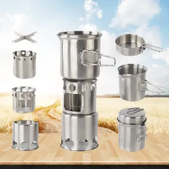 Outdoor Camping Stainless Steel Stove Set Wood Burner Cooking Stove Cross Stand Pot Portable Camping Cookware Set Lightweight
Outdoor Camping Stainless Steel Stove Set Wood Burner Cooking Stove Cross Stand Pot Portable Camping Cookware Set Lightweight