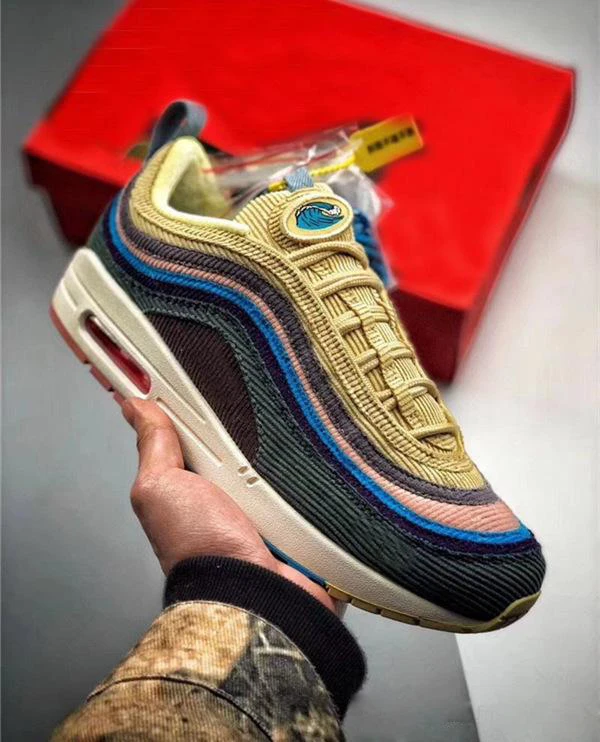 

Running Shoes Men Women 97 Sean Wotherspoon Sneakers 97s SW Multi Yellow Blue Hybrid Running Shoes Mens Womens Sport Shoes 36-45