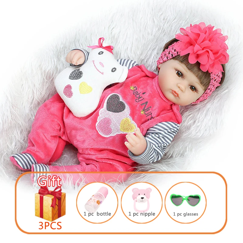 40 см NPK Reborn Baby Doll имитирующая настоящий розовый цветок шапка силиконовые