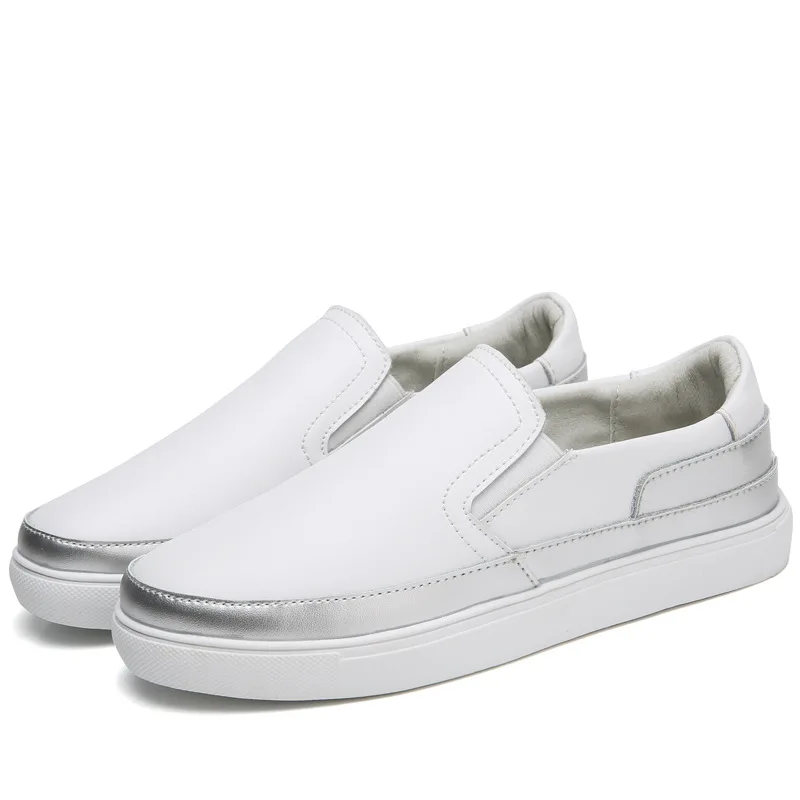 

SWONCO White Loafers Shoes Flats Women Sneakers Slip On 2020 Spring Casual White Shoes Female Black Platform Sneakers Summer