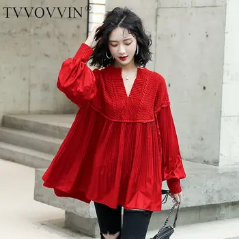 TVVOVVIN 2020 Spring New V-neck Patchwork Solid Blouse Causal Loose Pleated Long-sleeve Girl Female Puff Sleeve Korean A330
TVVOVVIN 2020 Spring New V-neck Patchwork Solid Blouse Causal Loose Pleated Long-sleeve Girl Female Puff Sleeve Korean A330