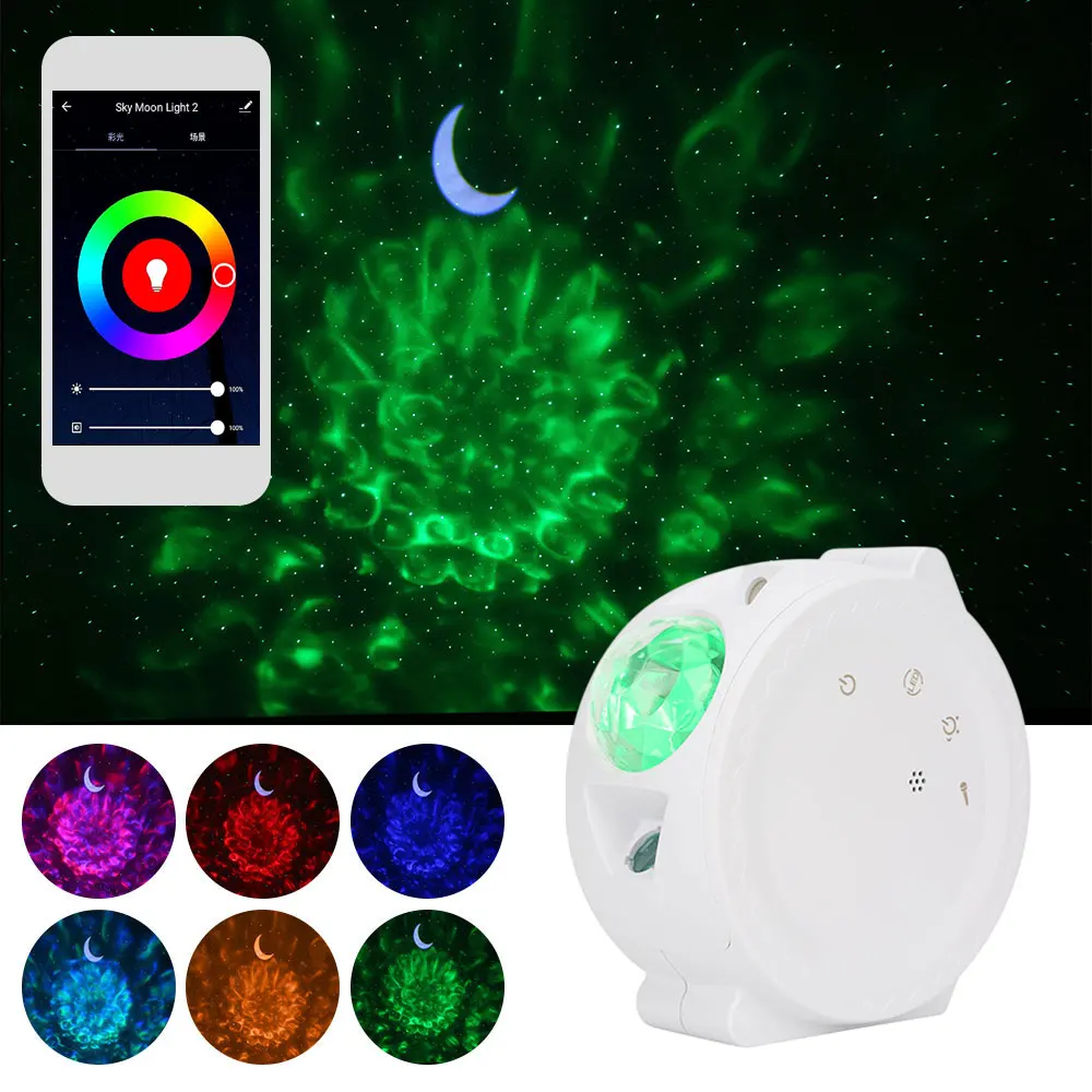 Smart APP Control Night Light 6 Colors RGB Projector Starry Sky Projection Ocean Wave Water Wave Night Lamp Kids Toy Gift
Smart APP Control Night Light 6 Colors RGB Projector Starry Sky Projection Ocean Wave Water Wave Night Lamp Kids Toy Gift