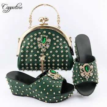 Amazing Dark Green Shoes and Bag Nice Wedge Heel Pumps With Handbag Set For Wedding & Party QSL016 Heel Height 7.5cm
Amazing Dark Green Shoes and Bag Nice Wedge Heel Pumps With Handbag Set For Wedding & Party QSL016 Heel Height 7.5cm