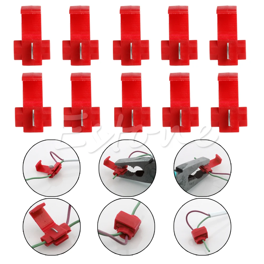 10x Quick Splice Lock Wire Terminals Crimp Electrical Cable Connectors Red New