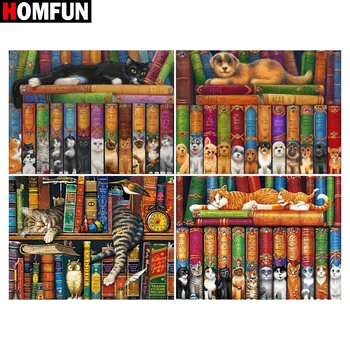 HOMFUN Diamond painting "Bookshelf dog cat" Full Square/Round Drill Wall Decor Inlaid Resin Embroidery Craft Cross stitch 
HOMFUN Diamond painting "Bookshelf dog cat" Full Square/Round Drill Wall Decor Inlaid Resin Embroidery Craft Cross stitch
