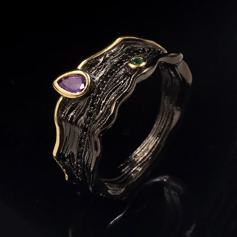 NPKDS Bohemian Exotic Purple Zircon Gold Black Exaggerated Personality Lady Ring Jewelry Accessories Party Gift
NPKDS Bohemian Exotic Purple Zircon Gold Black Exaggerated Personality Lady Ring Jewelry Accessories Party Gift
