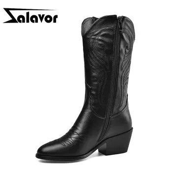 ZALAVOR Women Mid-Calf Boots Slip On Winter Women Shoes Black Pattern Leather Casual Round Toe Female Footwear Size 33-45 
ZALAVOR Women Mid-Calf Boots Slip On Winter Women Shoes Black Pattern Leather Casual Round Toe Female Footwear Size 33-45