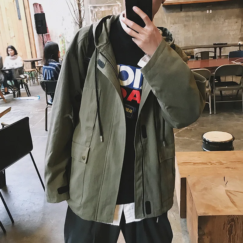 2019 Autumn Pure Cotton Medium-length Jacket Men Hooded Hong Kong Style Loose-Fit Students Trend Casual Coat Men'S Wear Trend
2019 Autumn Pure Cotton Medium-length Jacket Men Hooded Hong Kong Style Loose-Fit Students Trend Casual Coat Men'S Wear Trend