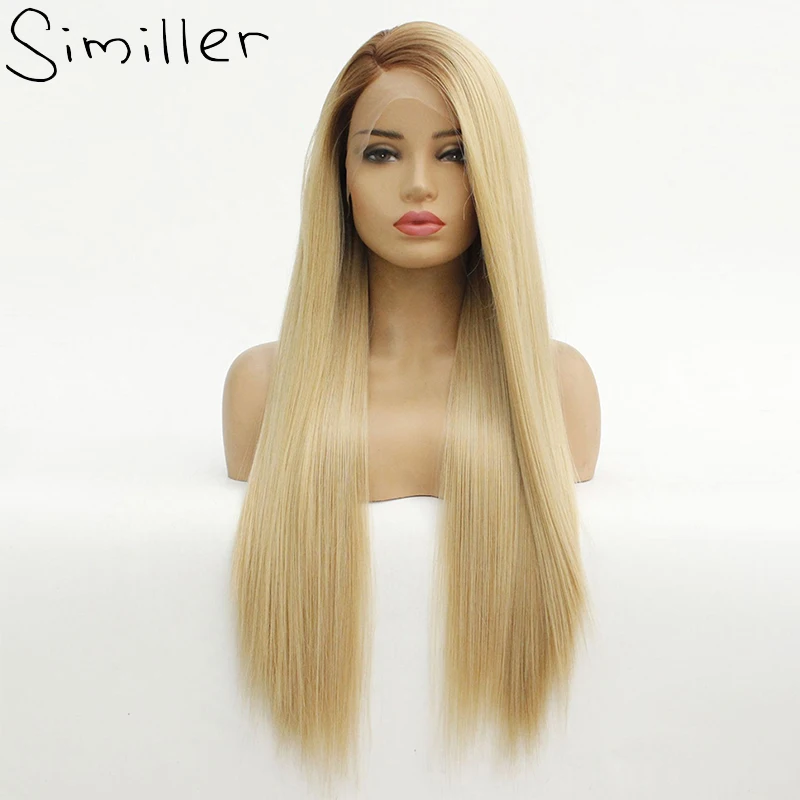 Similler 2 Tones Natural Long Straight Platinum Blonde Ombre Dark Roots Middle Parting Synthetic Lace Front Wig For Women
Similler 2 Tones Natural Long Straight Platinum Blonde Ombre Dark Roots Middle Parting Synthetic Lace Front Wig For Women