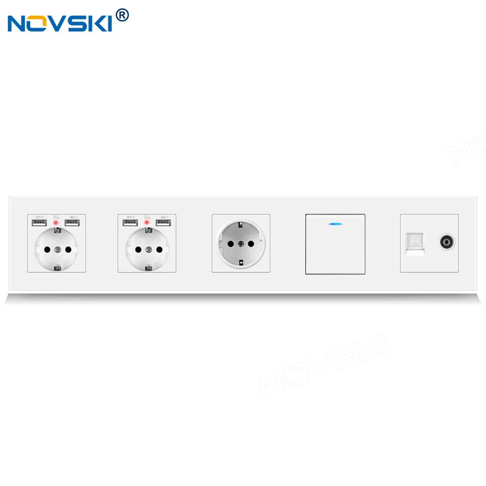 430 EU Standard DIY Quintuple Frame Socket, Schuko Outlet 2.1A Dual USB Charging Plug, Data Socket German Bayer Base, White
430 EU Standard DIY Quintuple Frame Socket, Schuko Outlet 2.1A Dual USB Charging Plug, Data Socket German Bayer Base, White