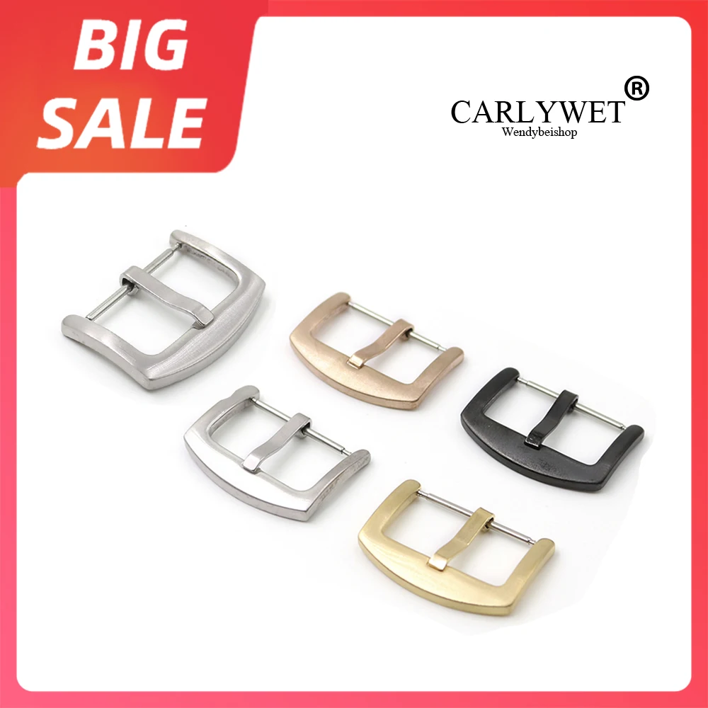 

CARLYWET 18 20 22 24mm New Top Quality 316L Stainless Steel Brushed Matt 3mm Tang Tongue Pin Buckle For Rolex Omega Watch Strap