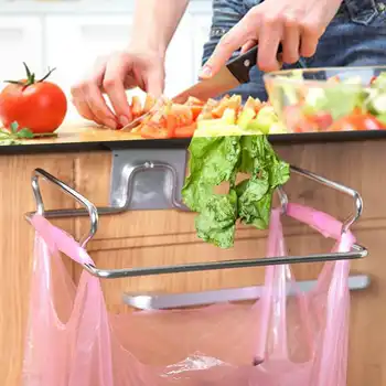 Metal Trash Rack Holder Cupboard Door Back Hanging Storage Kitchen Garbage Rubbish Bag Can Holder Hanging Cabinet Trash Rack 
Metal Trash Rack Holder Cupboard Door Back Hanging Storage Kitchen Garbage Rubbish Bag Can Holder Hanging Cabinet Trash Rack