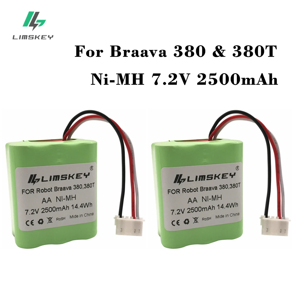 2Pack 7.2V 2500mAh NiMH Replacement Battery Pack for iRobot Mint 5200 5200B 5200C Braava 380t Floor Cleaner
2Pack 7.2V 2500mAh NiMH Replacement Battery Pack for iRobot Mint 5200 5200B 5200C Braava 380t Floor Cleaner