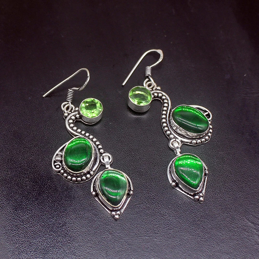 

Gemstonefactory Big Promotion Unique 925 Silver Sunny Mystical Green Topaz Women Ladies Gifts Dangle Drop Earrings 20212250