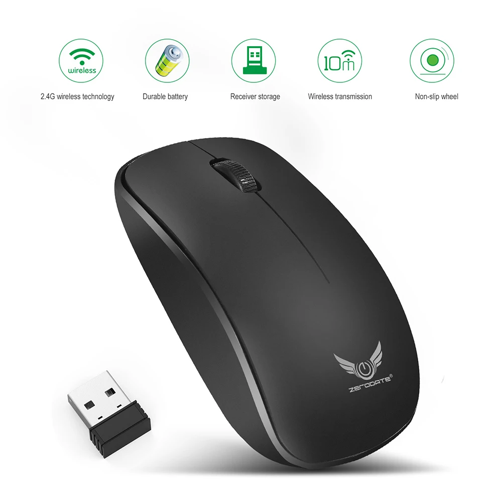 ZERODATE T16 Wireless Portable Mouse 2.4G 1600 DPI USB Optical Mice USB Receiver Gamer Computer Mouse Mice For PC Laptop
ZERODATE T16 Wireless Portable Mouse 2.4G 1600 DPI USB Optical Mice USB Receiver Gamer Computer Mouse Mice For PC Laptop
