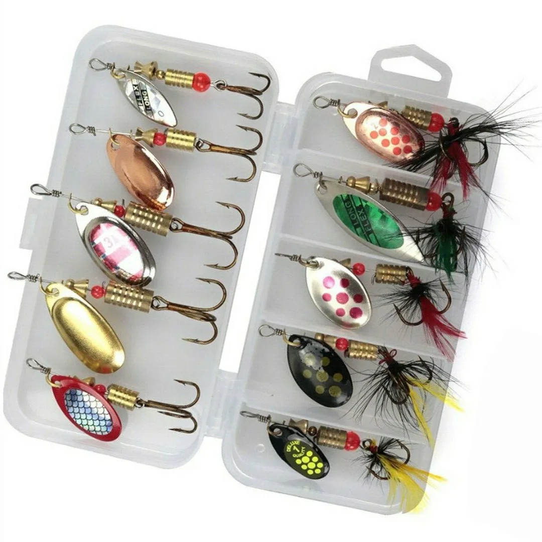 10pcs Sequin Fishing Lures Spinner Hooks Crankbait Perch Salmon Pike Trout Hard Fish Swimming Bait Steel Spinnerbait
10pcs Sequin Fishing Lures Spinner Hooks Crankbait Perch Salmon Pike Trout Hard Fish Swimming Bait Steel Spinnerbait