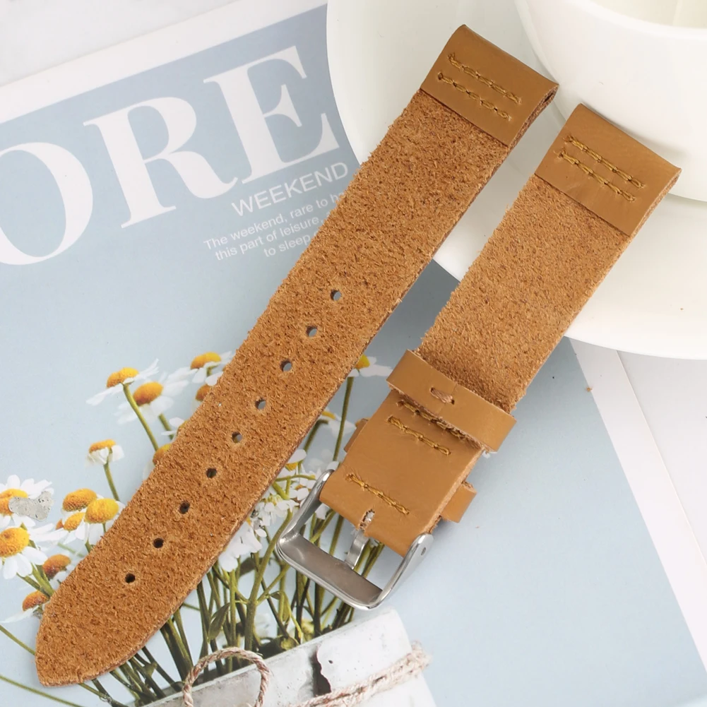 Premium Leather Replacement Wristwatch Band 20MM Watch for Wooden Soft Watches Strap with Pin Buckle Male | Наручные часы