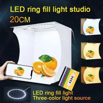 20cm Mini Foldable Photo Studio Box Photography Lightbox Studio Shooting Tent kit with LED Ring & 6 Color Backdrops
20cm Mini Foldable Photo Studio Box Photography Lightbox Studio Shooting Tent kit with LED Ring & 6 Color Backdrops