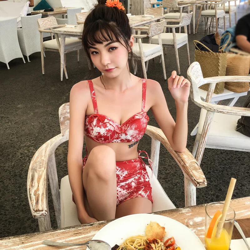 Betis Bathing Suit Women's Split Type Bikini Four-piece Set Small Bust Gathering Conservative High-waisted Boxer Spa Resort-
Betis Bathing Suit Women's Split Type Bikini Four-piece Set Small Bust Gathering Conservative High-waisted Boxer Spa Resort-