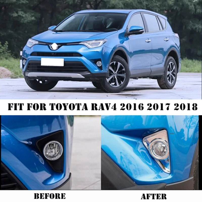 2pcs/set ABS Chrome Fit For Toyota RAV4 2016 2017 2018 Car Front Fog Light Lamp Cover Stickers Molding Bezel Styling Accessories |