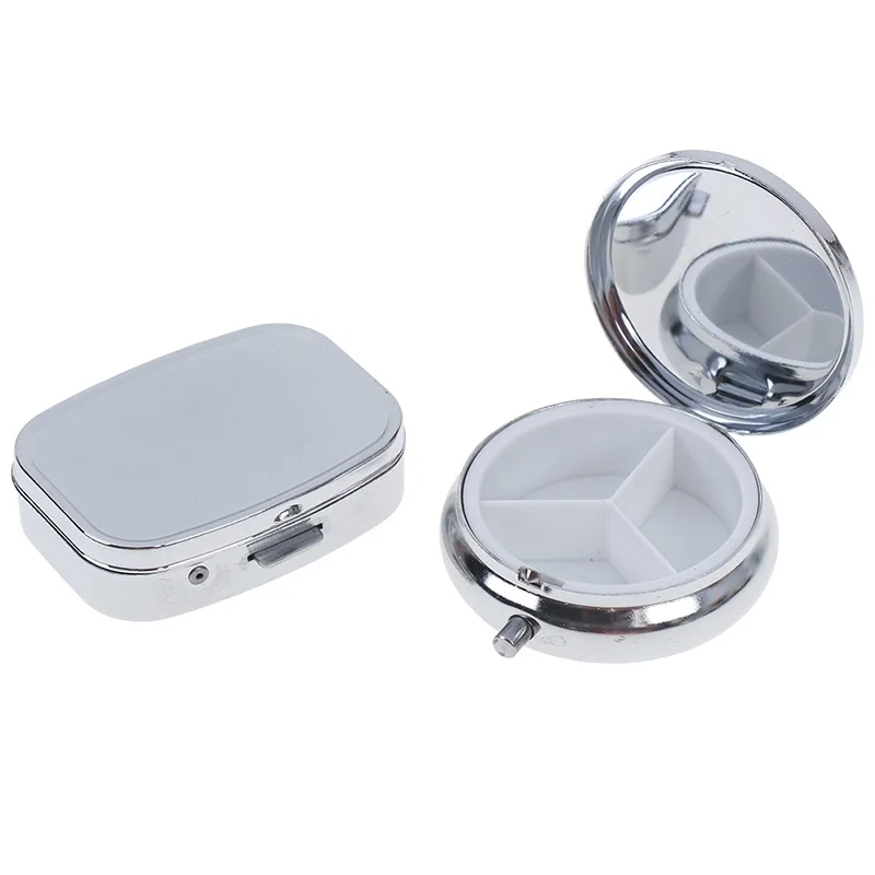 Portable Silver Metal Round Rectangle Pill Box Durable Drug Holder 2/3 Cell Capsule Box Container Storage Medicine Tablet Travel
Portable Silver Metal Round Rectangle Pill Box Durable Drug Holder 2/3 Cell Capsule Box Container Storage Medicine Tablet Travel
