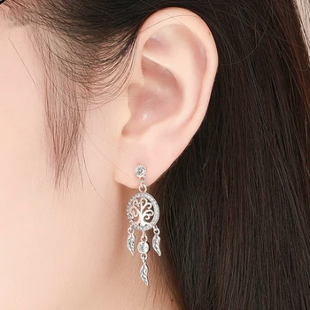 BISAER 925 Sterling Silver Dream Catcher Stud Earrings for Women Tree Leaves Dream Catcher Fashion Jewelry Brincos ECE457
BISAER 925 Sterling Silver Dream Catcher Stud Earrings for Women Tree Leaves Dream Catcher Fashion Jewelry Brincos ECE457