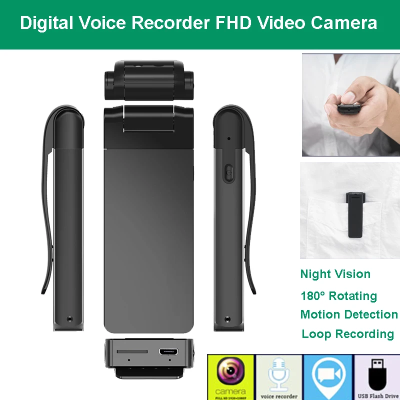 Digital Audio Voice Pen Recorder FHD Video Camera IR Night Vision Rotating Loop Recording Motion Detection Mini Cam
Digital Audio Voice Pen Recorder FHD Video Camera IR Night Vision Rotating Loop Recording Motion Detection Mini Cam