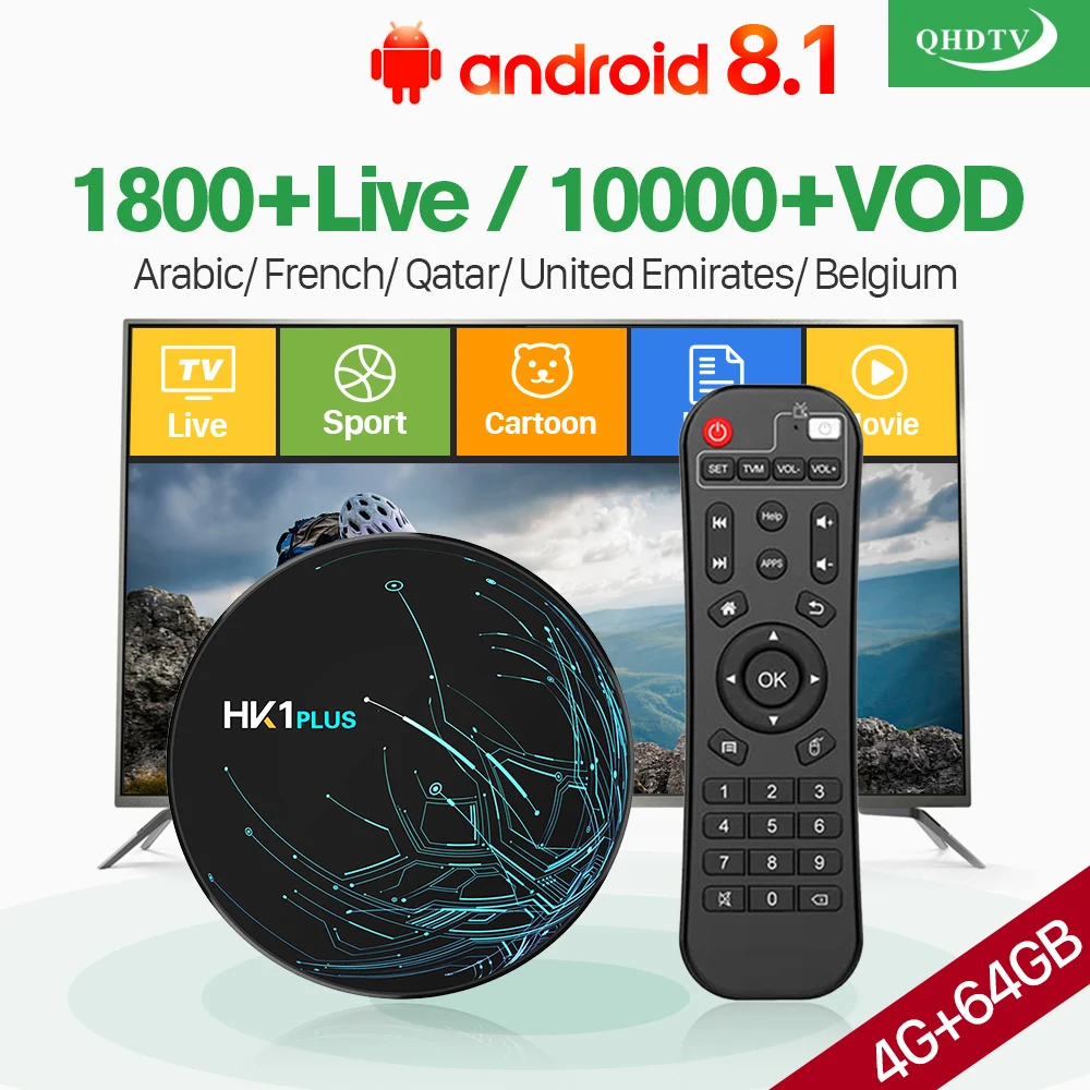 France IPTV Arabic Belgium Netherlands QHDTV Code HK1 PLUS Android 8.1 4G+64G Dual-Band WIFI BT IPTV France Arabic Belgium QHDTV
France IPTV Arabic Belgium Netherlands QHDTV Code HK1 PLUS Android 8.1 4G+64G Dual-Band WIFI BT IPTV France Arabic Belgium QHDTV