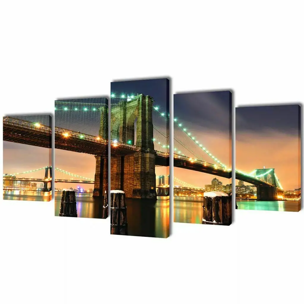 

No Framed Canvas 5Pcs Brooklyn Bridge New York Wall Art For Living Room Posters Prints Pictures Paintings Home Decor Decorations