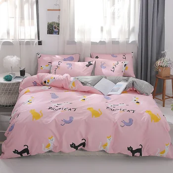 Cartoon Cat Pink Duvet Cover Set Cotton Double-Side Print Quilt Cover Bedclothes Bedsheet with Pillow Cases No Comforter
Cartoon Cat Pink Duvet Cover Set Cotton Double-Side Print Quilt Cover Bedclothes Bedsheet with Pillow Cases No Comforter