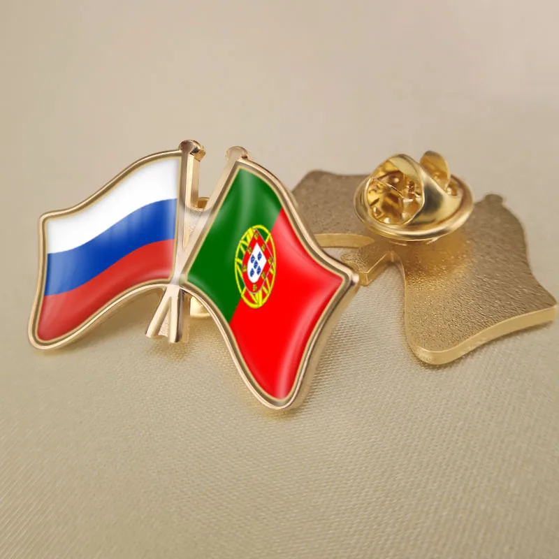 Russian Federation and Portugal Crossed Double Friendship Flags Lapel Pins Brooch Badges
Russian Federation and Portugal Crossed Double Friendship Flags Lapel Pins Brooch Badges