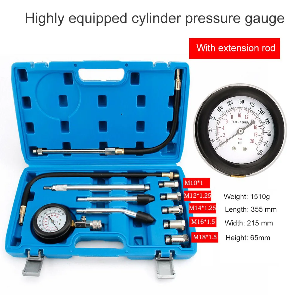 High Quality AUTO TOOLS Petrol Gasoline Engine Cylinder Compression Tester Kit Cylinder Tester with M10 M12 M14 M16 M18
High Quality AUTO TOOLS Petrol Gasoline Engine Cylinder Compression Tester Kit Cylinder Tester with M10 M12 M14 M16 M18
