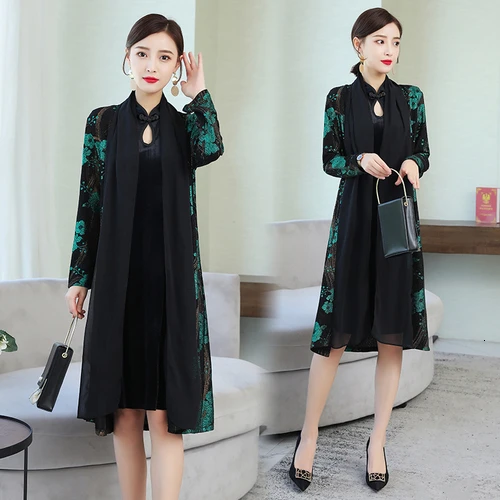 2019 Women Temperament Cheongsam Dress Two Piece Chinese Style Mandarin Collar Plus Size Female Work Wear 2 Pieces Set Fashion
2019 Women Temperament Cheongsam Dress Two Piece Chinese Style Mandarin Collar Plus Size Female Work Wear 2 Pieces Set Fashion