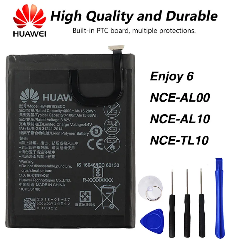 Original Huawei HB496183ECC phone battery For Huawei Enjoy 6 NCE-AL00 NCE-AL10 NCE-TL10 4100mAh
Original Huawei HB496183ECC phone battery For Huawei Enjoy 6 NCE-AL00 NCE-AL10 NCE-TL10 4100mAh