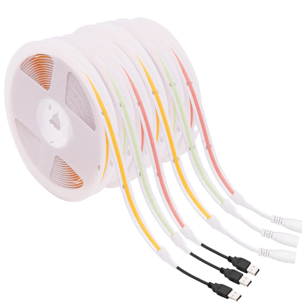 5V COB LED Strip Light USB Powered 320 LEDs High Density Flexible FOB LED Tape Linear Lighting Red Blue Green Pink Yellow White
5V COB LED Strip Light USB Powered 320 LEDs High Density Flexible FOB LED Tape Linear Lighting Red Blue Green Pink Yellow White