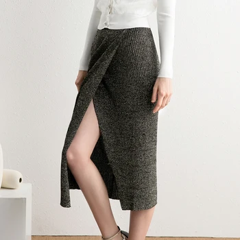 Runway Shiny Golden Summer Skirt Women Sexy High Split Knitted Bottom Female Fashion Party Wear Ladies High Waist Midi Skirt
Runway Shiny Golden Summer Skirt Women Sexy High Split Knitted Bottom Female Fashion Party Wear Ladies High Waist Midi Skirt