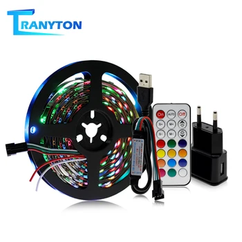 RGB USB LED Strip DC5V WS2812B Smart Chip USB 5050 Flexible LED Diode Light Tape for Desktop PC Screen TV BackLight Decoration
RGB USB LED Strip DC5V WS2812B Smart Chip USB 5050 Flexible LED Diode Light Tape for Desktop PC Screen TV BackLight Decoration