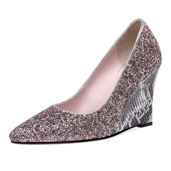 Womens Pointed Toe Sequins Bling Wedge High Snake Pattern Heel Pumps Shoes Real Leather 3Colors
Womens Pointed Toe Sequins Bling Wedge High Snake Pattern Heel Pumps Shoes Real Leather 3Colors