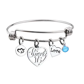 New fashion sweet 16 o party bracelet gift for daughter adjustable heart bracelet for women 2020 jewelry
New fashion sweet 16 o party bracelet gift for daughter adjustable heart bracelet for women 2020 jewelry
