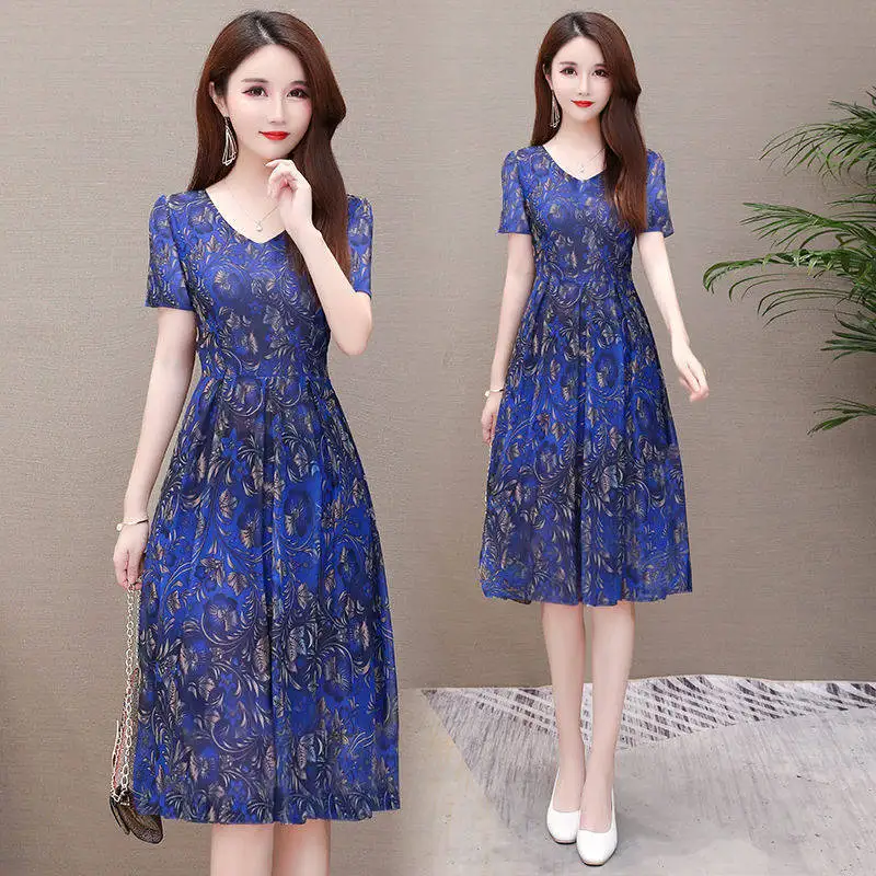 2019 New Style Summer Slimming Elegant Floral Dress WOMEN'S Dress Korean-style Mid-length Printed A- line Skirt Skirt
2019 New Style Summer Slimming Elegant Floral Dress WOMEN'S Dress Korean-style Mid-length Printed A- line Skirt Skirt