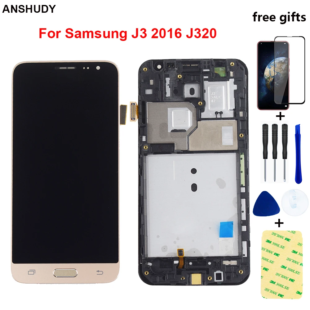 Для samsung Galaxy J3 2016 J320 ЖК дисплей сенсорный экран дигитайзер J320F сборка Рамка для SM