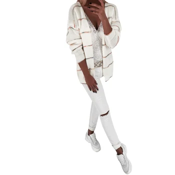 Fashion Women Cardigan Coat for Streetwear Patchwork Design V-Neck Long Sleeve Striped Sweaters Autumn Winter Slim Knitted Coats
Fashion Women Cardigan Coat for Streetwear Patchwork Design V-Neck Long Sleeve Striped Sweaters Autumn Winter Slim Knitted Coats