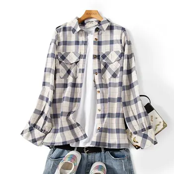 Women shirt 2020 new casual wild Plaid lady shirt tops with Double pocket Comfortable breathable
Women shirt 2020 new casual wild Plaid lady shirt tops with Double pocket Comfortable breathable