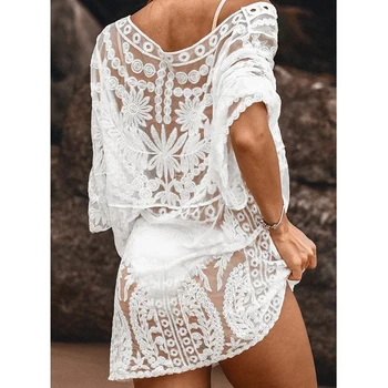 30pc Women Lace Cover up Sheer Sexy Dress 2020 Summer wrap swimwear Transparent See Through Casual Beach Dress
30pc Women Lace Cover up Sheer Sexy Dress 2020 Summer wrap swimwear Transparent See Through Casual Beach Dress