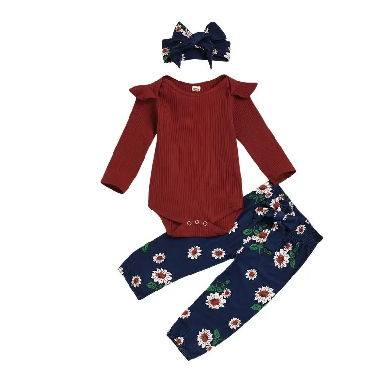 2020 Spring Autumn Children Clothing Baby Girls Long-sleeved Romper Tops Floral Pants Hairband Kids Clothes Suit Outfit 0-2T
2020 Spring Autumn Children Clothing Baby Girls Long-sleeved Romper Tops Floral Pants Hairband Kids Clothes Suit Outfit 0-2T