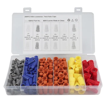200Pcs/box Assorted Screw-On Cord End Electrical Wire Connectors Terminals Spring Insert Twist Nuts for Auto Car Electronics
200Pcs/box Assorted Screw-On Cord End Electrical Wire Connectors Terminals Spring Insert Twist Nuts for Auto Car Electronics