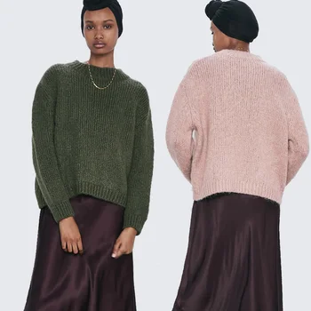 ZA Early Spring Loose Pure Sweater Green Pink Fashion Simple Round Neck Long Sleeve Pullover Knitted Sweater Wholesale
ZA Early Spring Loose Pure Sweater Green Pink Fashion Simple Round Neck Long Sleeve Pullover Knitted Sweater Wholesale