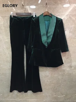 Two Piece Blazer Sets 2020 Autumn Winter Designer Fashion Women Single Button Blazer Suit Jacket+Flare Leg Velvet Pant Sets
Two Piece Blazer Sets 2020 Autumn Winter Designer Fashion Women Single Button Blazer Suit Jacket+Flare Leg Velvet Pant Sets