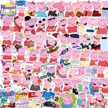 

50pcs/set Peppa Pig Stickers Cute Pigs Cartoon Mobile Phone Water Cup Notebook Suitcase Waterproof Decorative Graffiti Sticker